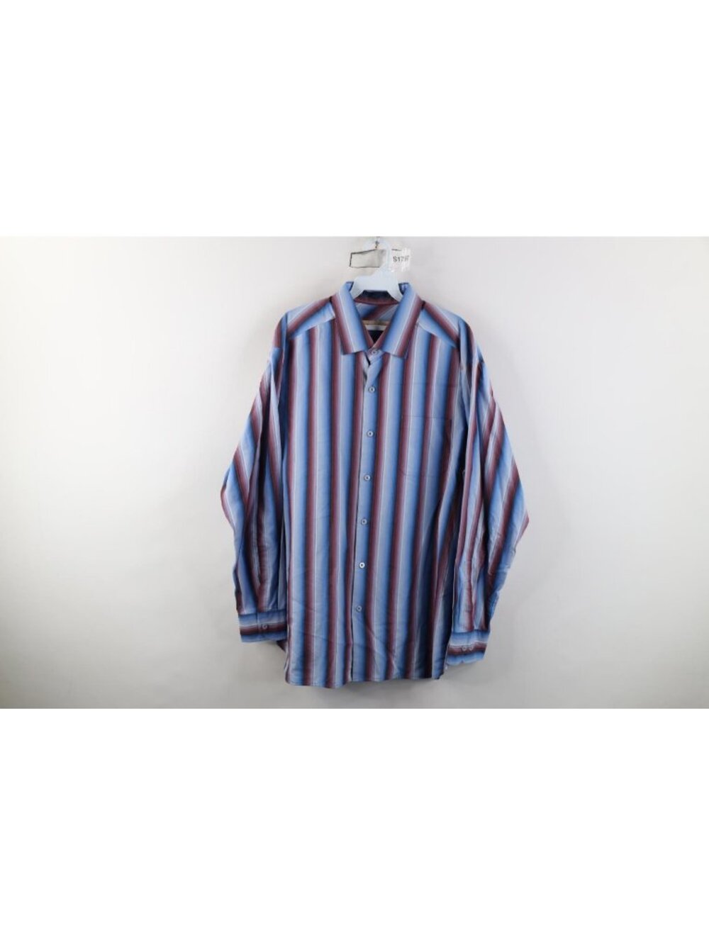 Tommy Bahama Mens Large Silk Blend Striped Color Block Collared Button Shirt